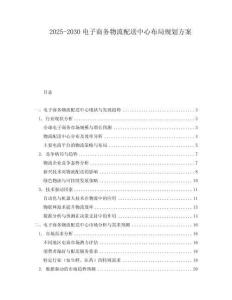 2025-2030電子商務物流配送中心布局規劃方案