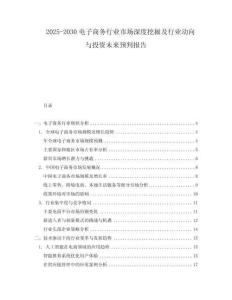 2025-2030電子商務行業市場深度挖掘及行業動向與投資未來預判報告
