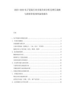 2025-2030電子設備行業市場全面分析及增長戰略與投資價值預判深度報告