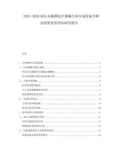 2025-2030高壓滅菌鍋醫(yī)療器械行業(yè)市場(chǎng)發(fā)展分析及投資價(jià)值評(píng)估研究報(bào)告