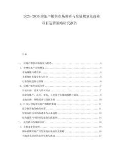 2025-2030房地產銷售市場調研與發(fā)展規(guī)劃及商業(yè)項目運營策略研究報告