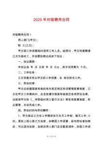 2025年村級聘用合同