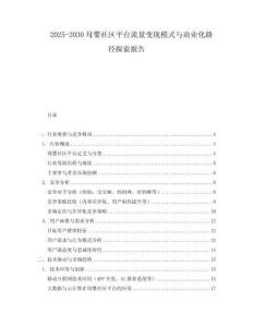 2025-2030母嬰社區平臺流量變現模式與商業化路徑探索報告