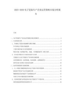 2025-2030電子設備生產企業運營策略市場分析報告