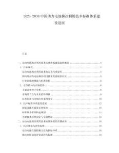 2025-2030中國動力電池梯次利用技術標準體系建設進展