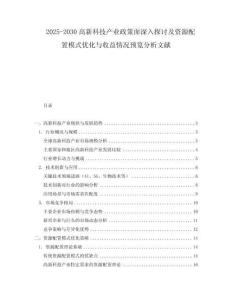 2025-2030高新科技產業政策面深入探討及資源配置模式優化與收益情況預覽分析文獻