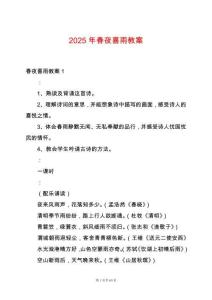 2025年春夜喜雨教案