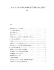 2025-2030中國物流運輸業轉型升級與未來發展方向