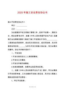 2025年施工安全責(zé)任協(xié)議書