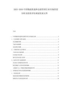 2025-2030中國物流快遞和倉儲管理行業市場供需分析及投資評估規劃發展文件