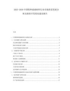 2025-2030中國特種玻璃材料行業市場供需發展分析及投資開發優化建議報告