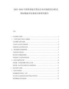 2025-2030中國外貿航空貨運行業市場供需分析及國際物流評估規劃分析研究報告