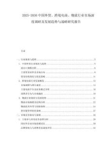 2025-2030中國外貿(mào)、跨境電商、物流行業(yè)市場深度調(diào)研及發(fā)展趨勢與戰(zhàn)略研究報告