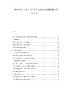 2025-2030工業互聯網平臺建設與智能制造轉型策略分析