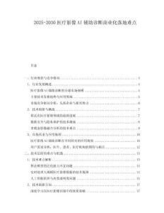 2025-2030醫療影像AI輔助診斷商業化落地難點