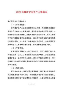 2025年煤礦安全生產(chǎn)心得體會