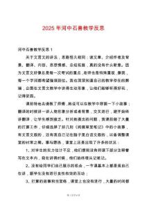 2025年河中石獸教學反思
