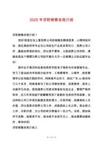 2025年求職銷售自我介紹