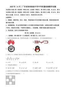 2025年（6月）廣東省深圳高級中學(xué)中考質(zhì)量檢測數(shù)學(xué)試題 （學(xué)生版+解析版）