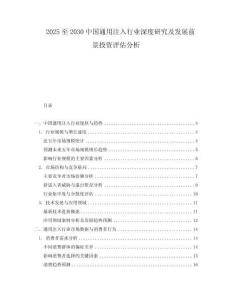 2025至2030中國(guó)通用注入行業(yè)深度研究及發(fā)展前景投資評(píng)估分析