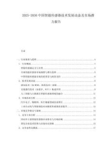 2025-2030中國智能傳感器技術發展動態及市場潛力報告