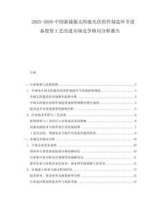 2025-2030中國新能源太陽能光伏組件制造環節設備投資工藝改進市場競爭格局分析報告