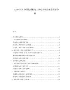 2025-2030中國起重機海上風電安裝船配套需求分析