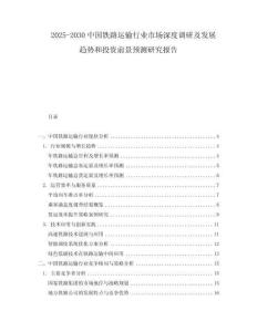 2025-2030中國(guó)鐵路運(yùn)輸行業(yè)市場(chǎng)深度調(diào)研及發(fā)展趨勢(shì)和投資前景預(yù)測(cè)研究報(bào)告