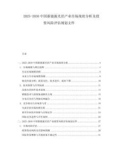 2025-2030中國新能源光伏產業市場現狀分析及投資風險評估規劃文件