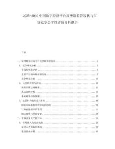 2025-2030中國數字經濟平臺反壟斷監管現狀與市場競爭公平性評估分析報告