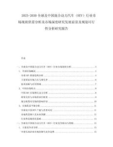 2025-2030全球及中國(guó)混合動(dòng)力汽車（HEV）行業(yè)市場(chǎng)現(xiàn)狀供需分析及市場(chǎng)深度研究發(fā)展前景及規(guī)劃可行性分析研究報(bào)告
