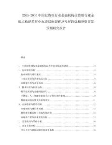 2025-2030中國投資銀行業(yè)金融機構(gòu)投資銀行業(yè)金融機構(gòu)證券行業(yè)市場深度調(diào)研及發(fā)展趨勢和投資前景預(yù)測研究報告