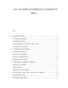 2025-2030儲能電池技術路線比較與市場滲透率預測報告