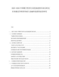 2025-2030中國數(shù)字貨幣行業(yè)發(fā)展趨勢全面分析及區(qū)塊鏈競爭博弈形成與金融科技投資前景研究
