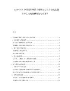 2025-2030中國銀行業(yè)數(shù)字化轉(zhuǎn)型行業(yè)市場現(xiàn)狀投資評估結(jié)構(gòu)調(diào)整規(guī)劃專業(yè)報告
