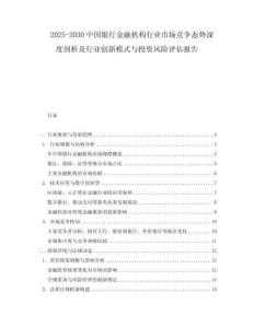 2025-2030中國銀行金融機構(gòu)行業(yè)市場競爭態(tài)勢深度剖析及行業(yè)創(chuàng)新模式與投資風(fēng)險評估報告