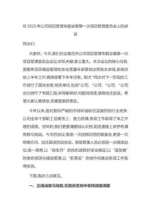 在2025年公司項(xiàng)目管理專題會(huì)暨第一次項(xiàng)目管理委員會(huì)上的講話