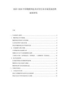 2025-2030中國物聯(lián)網(wǎng)技術(shù)應(yīng)用行業(yè)市場發(fā)展趨勢深度研究