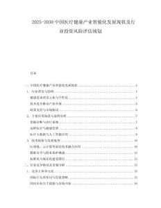 2025-2030中國醫(yī)療健康產(chǎn)業(yè)智能化發(fā)展現(xiàn)狀及行業(yè)投資風(fēng)險(xiǎn)評(píng)估規(guī)劃