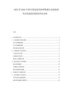 2025至2030中國可重復(fù)使用的呼吸器行業(yè)深度研究及發(fā)展前景投資評(píng)估分析