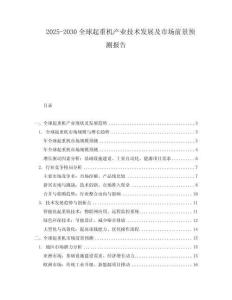 2025-2030全球起重機(jī)產(chǎn)業(yè)技術(shù)發(fā)展及市場前景預(yù)測報(bào)告