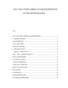2025-2030中國(guó)醫(yī)療健康行業(yè)市場(chǎng)發(fā)展現(xiàn)狀研究供需平衡分析投資前景規(guī)劃