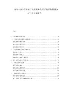 2025-2030中國(guó)醫(yī)療健康服務(wù)供需平衡評(píng)估投資方向評(píng)估規(guī)劃報(bào)告