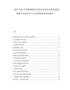 2025-2030中國(guó)新能源光伏發(fā)電行業(yè)技術(shù)發(fā)展深度解析及市場(chǎng)競(jìng)爭(zhēng)與行業(yè)投資機(jī)遇分析報(bào)告