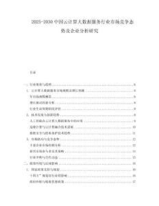 2025-2030中國云計算大數據服務行業市場競爭態勢及企業分析研究