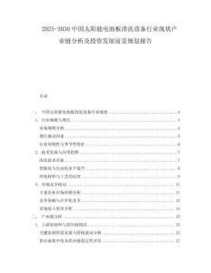 2025-2030中國太陽能電池板清洗設(shè)備行業(yè)現(xiàn)狀產(chǎn)業(yè)鏈分析及投資發(fā)展前景規(guī)劃報告