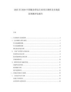 2025至2030中國隨身背包行業(yè)項目調(diào)研及市場前景預(yù)測評估報告