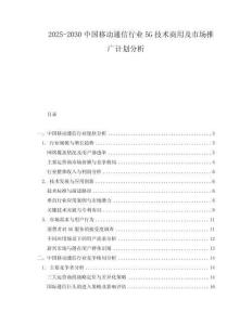 2025-2030中國移動通信行業5G技術商用及市場推廣計劃分析