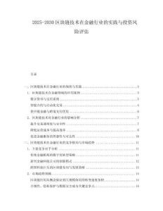 2025-2030區塊鏈技術在金融行業的實踐與投資風險評估