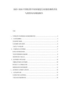 2025-2030中國醫(yī)藥中間體制造行業(yè)現(xiàn)狀調(diào)研評估與投資布局規(guī)劃報告